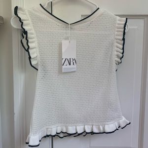 Zara White Ruffled Sleeveless Top